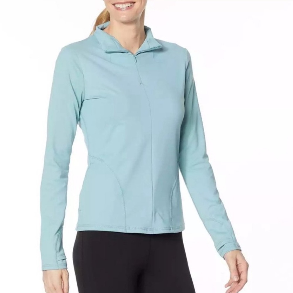 Shadow Sport Fitted Mock-Neck Zip front Athletic jacket - Cristal teal color